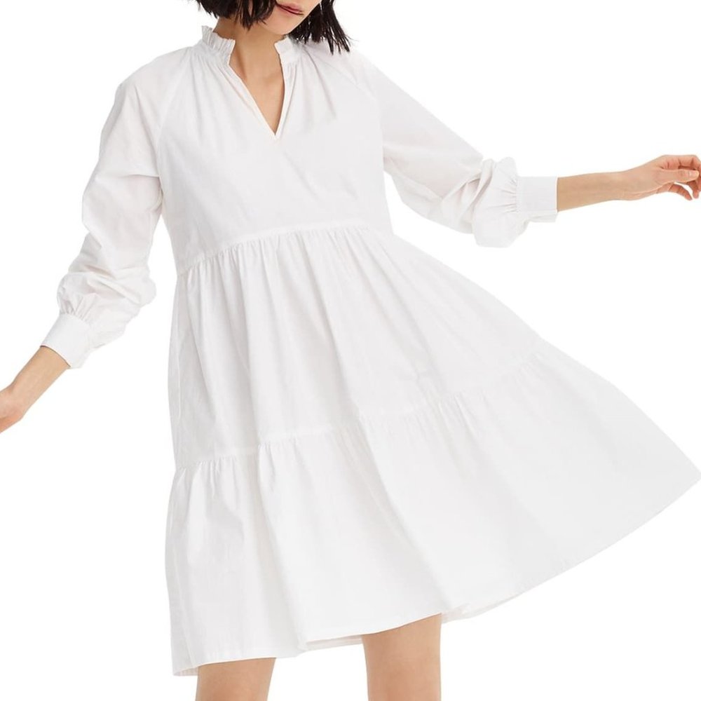 J. CREW Tiered Popover Poplin Dress